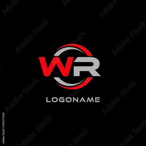 Letter WR logo combined with circle line, creative modern monogram logo style