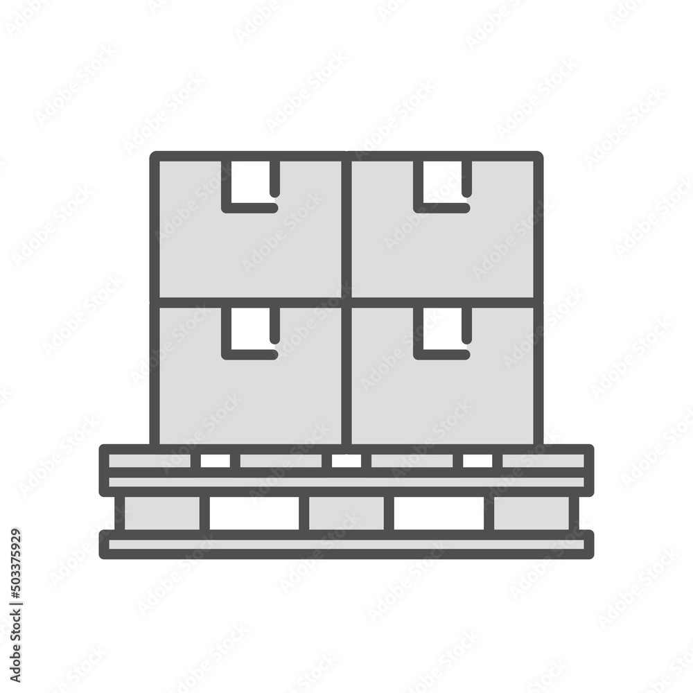 パレットに積まれた段ボールのイラスト。 パレットに積まれた段ボールのイラスト。
