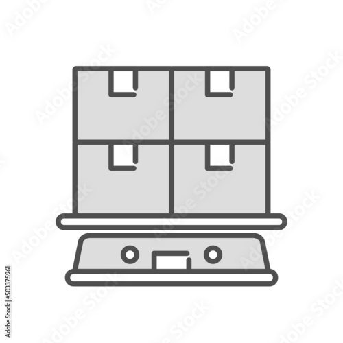 搬送ロボットがダンボールを運ぶベクターイラスト。