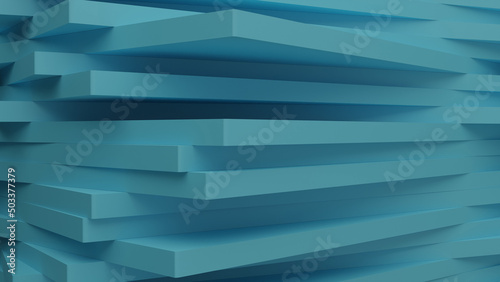 Blue wooden plate stack (3D Rendering)