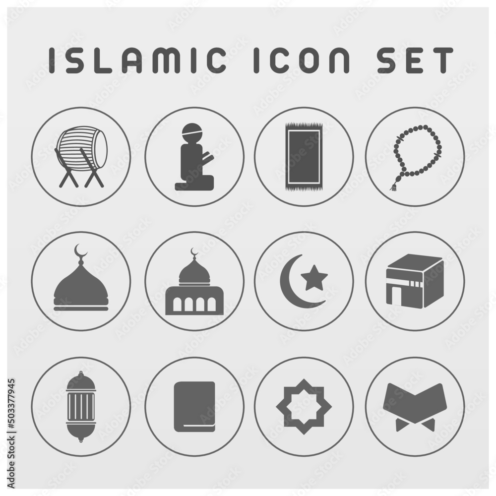 Islamic icon pack flat color and black Islamic icon pack flat color and black