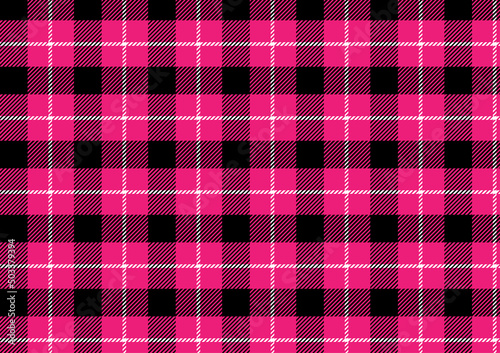 Back pink plaid fabric pattern