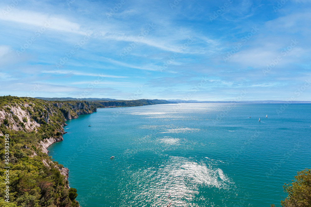 Emerald waters of Adriatic Sea coast near Gulf of Trieste