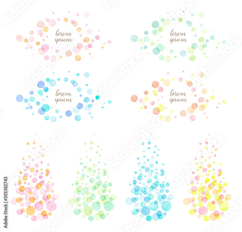 colorful watercolor bubble frames and decorations
