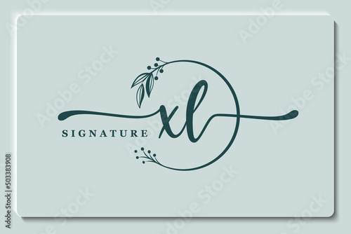 luxury signature initial xl logo design. Handwriting vector logo design illustration image photo