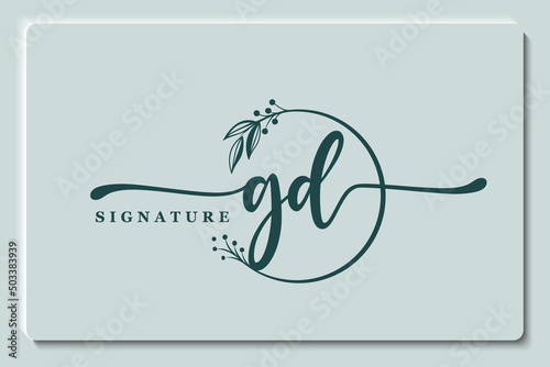 luxury signature initial gd logo design. Handwriting vector logo design illustration image