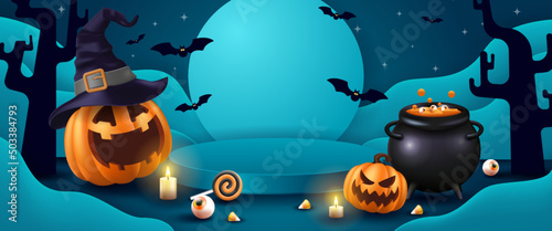 Happy Halloween. Halloween vector illustration with halloween pumpkins, and halloween elements.