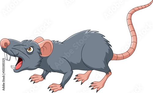Cartoon angry mouse on white background