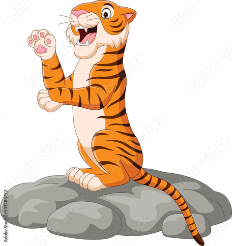 Cartoon tiger posing on the stone