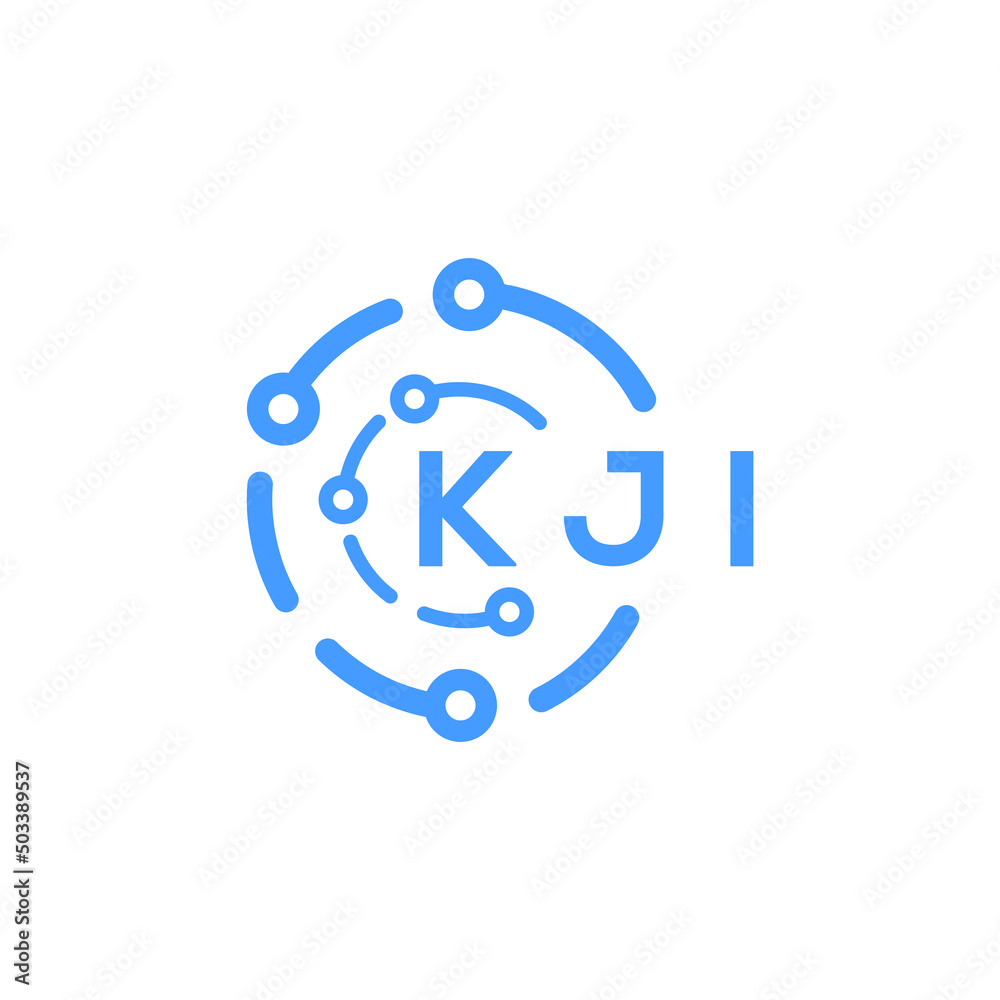 KJI technology letter logo design on white  background. KJI creative initials technology letter logo concept. KJI technology letter design.

