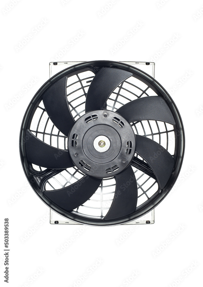 Vehicle radiator fan isolated on white background Vehicle radiator fan isolated on white background