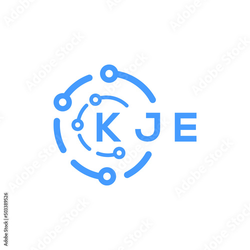 KJE technology letter logo design on white  background. KJE creative initials technology letter logo concept. KJE technology letter design.
