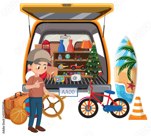 Man shopping at yard sale