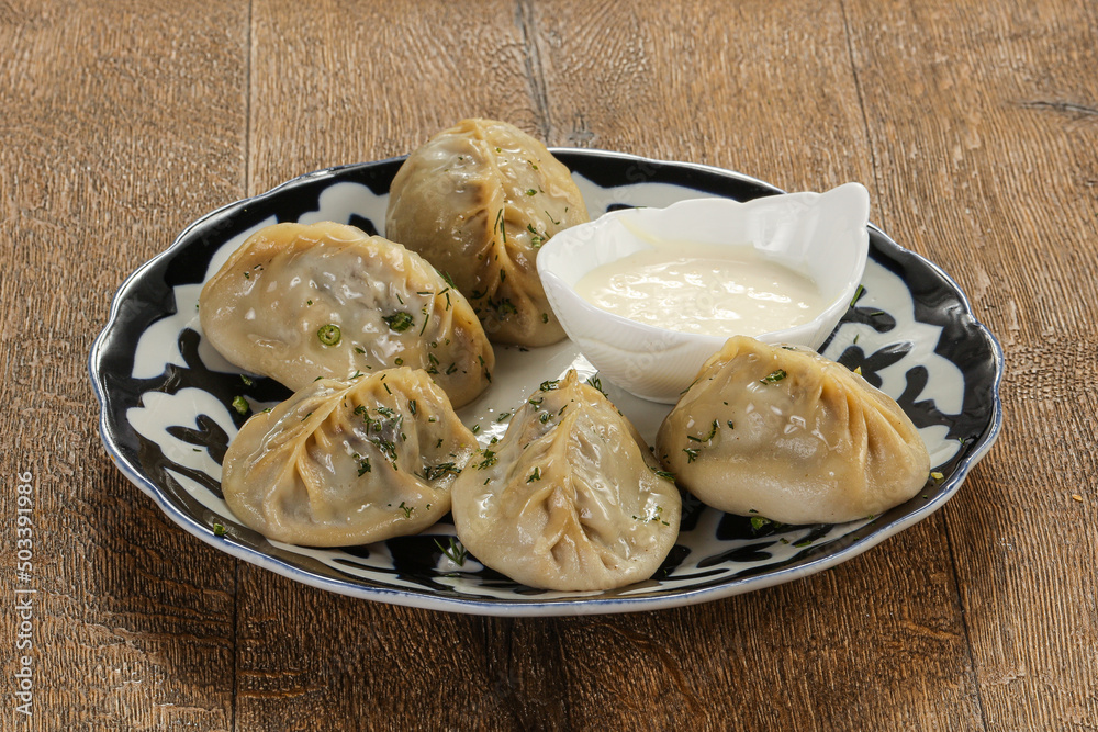Traditional Uzbek cuisine - manti Traditional Uzbek cuisine - manti