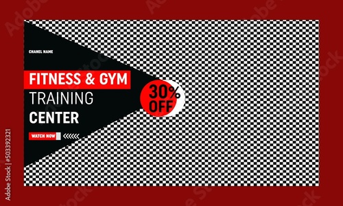 Gym fitness you tube thumbnail template design and video thumbnail template, Video cover photo template for social media
