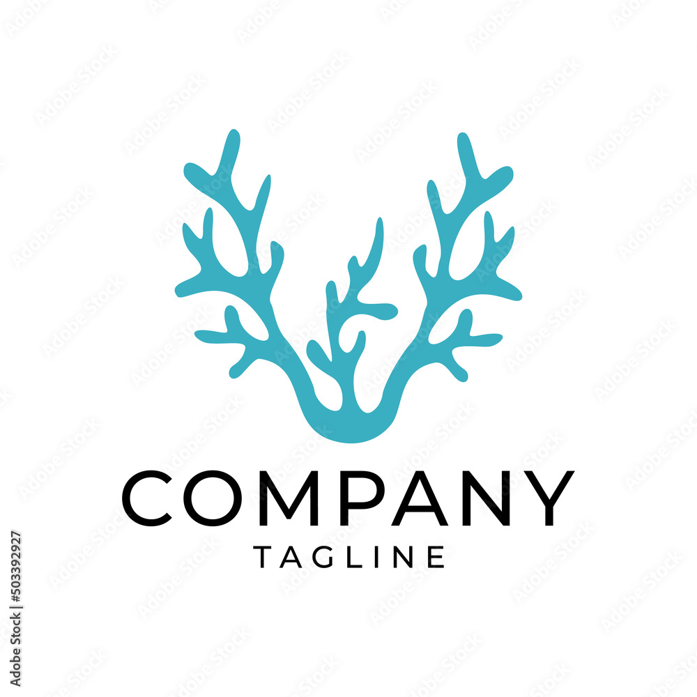 Fototapeta premium Neuron Nerve Cell or Coral Seaweed logo icon vector illustration
