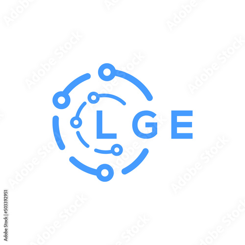LGE technology letter logo design on white  background. LGE creative initials technology letter logo concept. LGE technology letter design. photo
