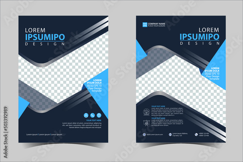 Black and Blue corporate business annual report brochure flyer design template vector, Leaflet cover presentation abstract geometric background, modern publication poster magazine, layout in A4 size