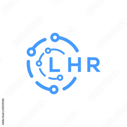 LHR technology letter logo design on white  background. LHR creative initials technology letter logo concept. LHR technology letter design. photo