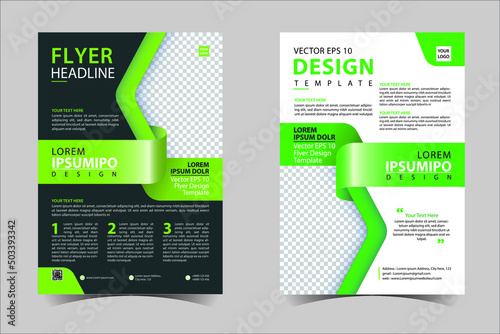 Green and Black  corporate business annual report brochure flyer design template vector, Leaflet cover presentation abstract geometric background, modern publication poster magazine, layout in A4 size