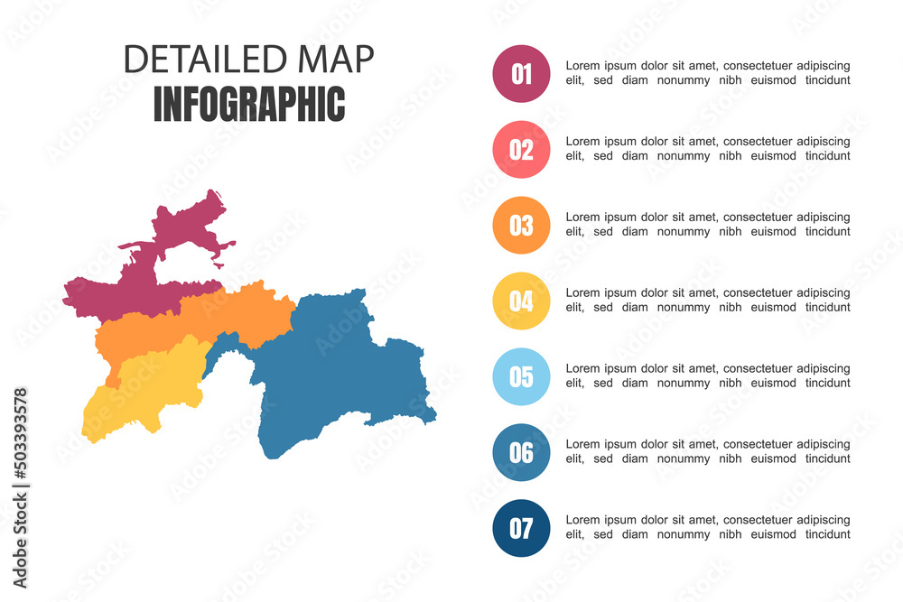 Modern Detailed Map Infographic of Tajikistan