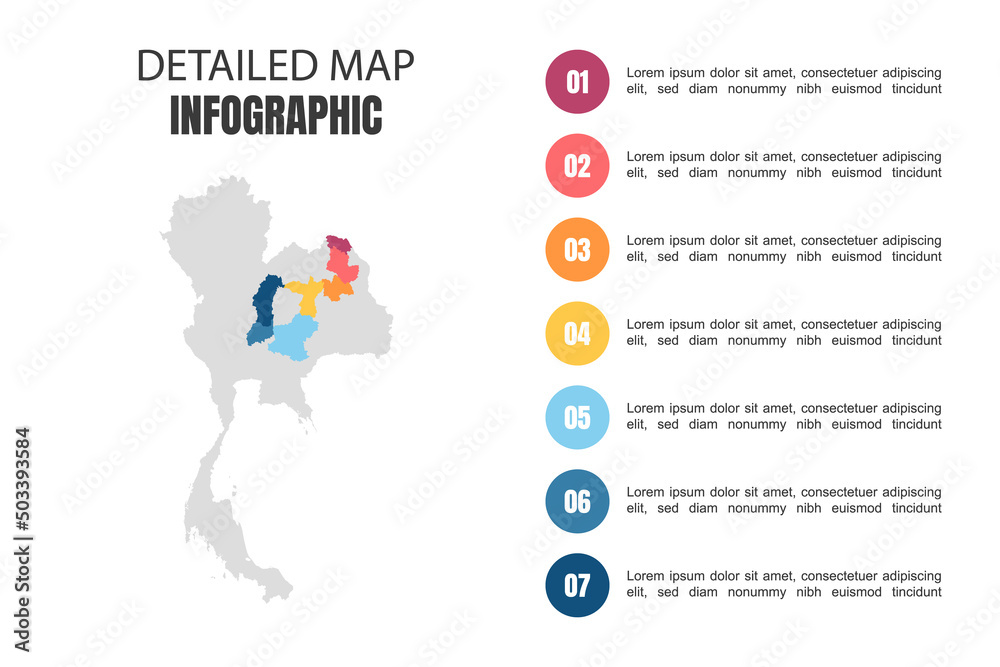 Modern Detailed Map Infographic of Thailand Modern Detailed Map Infographic of Thailand