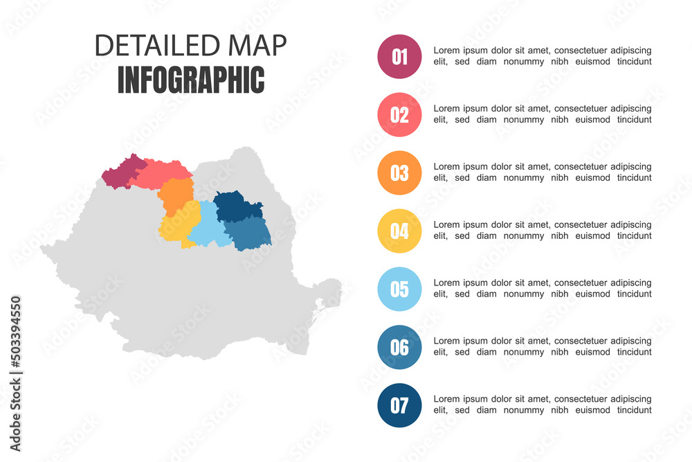 Modern Detailed Map Infographic of Romania Modern Detailed Map Infographic of Romania