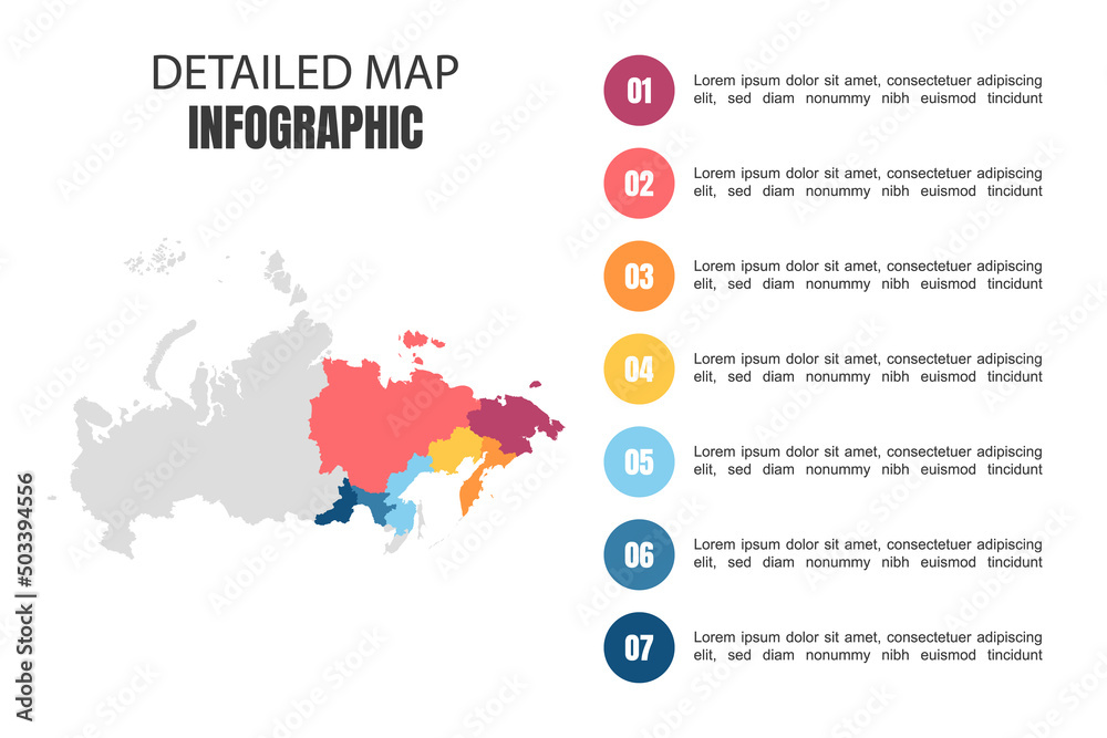 Modern Detailed Map Infographic of Russia