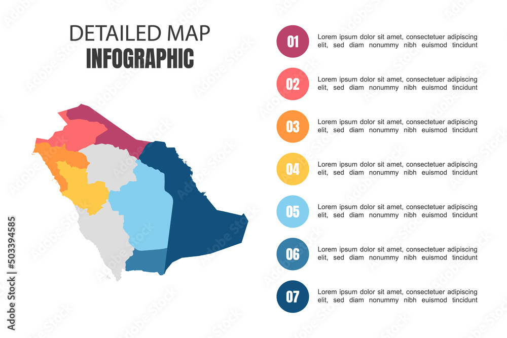Modern Detailed Map Infographic of Saudi Arabia