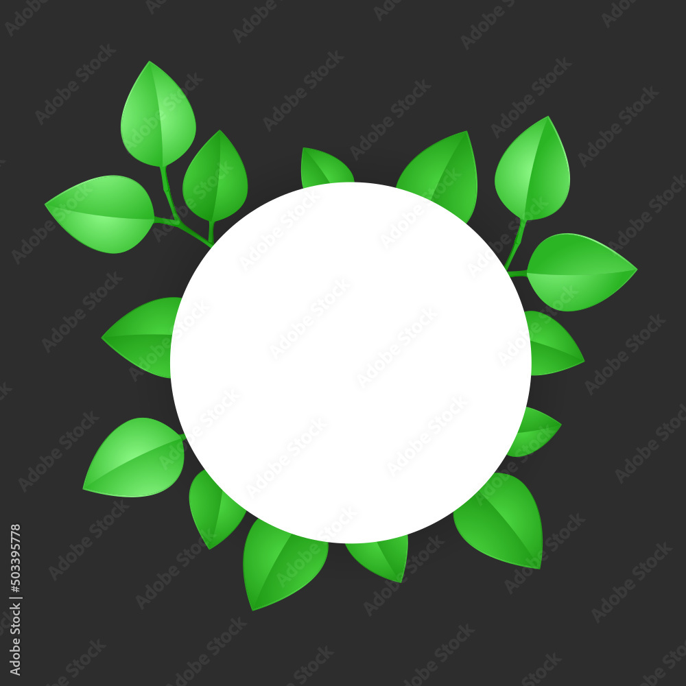 White empty space for text with decorated green leaves. designed template in flat gadient style vector illustration. White empty space for text with decorated green leaves. designed template in flat gadient style vector illustration.