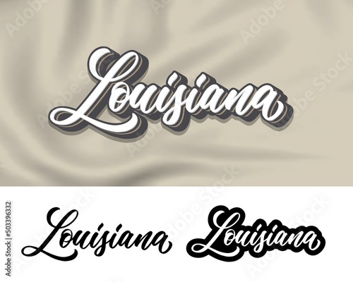 Louisiana, hand lettering design for printing on clothes. Vector lettering isolated on white background.