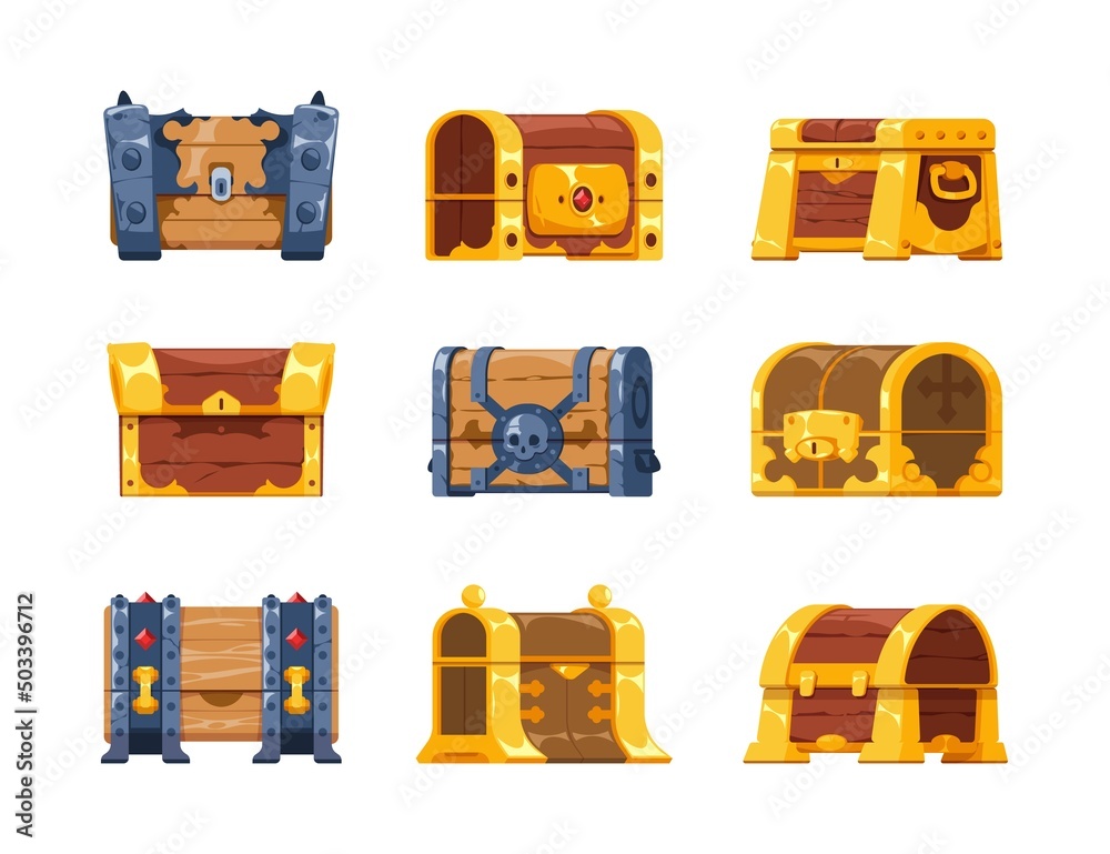 Treasure chest vector isolated illustration. Closed chest with