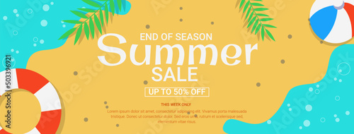 holiday themed banner template design. summer beach banner template