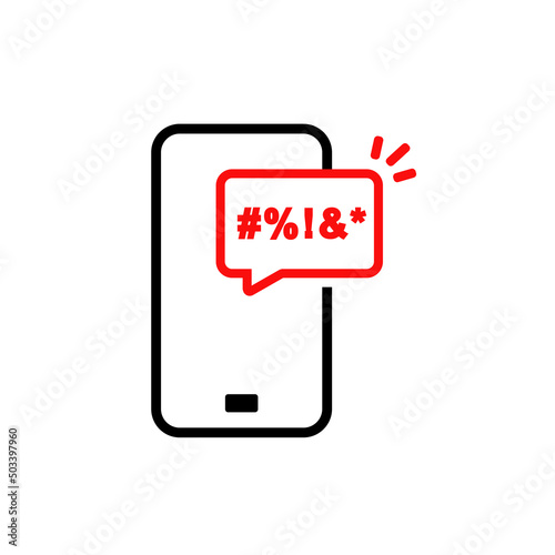Swearing on phone icon. Vector illustration