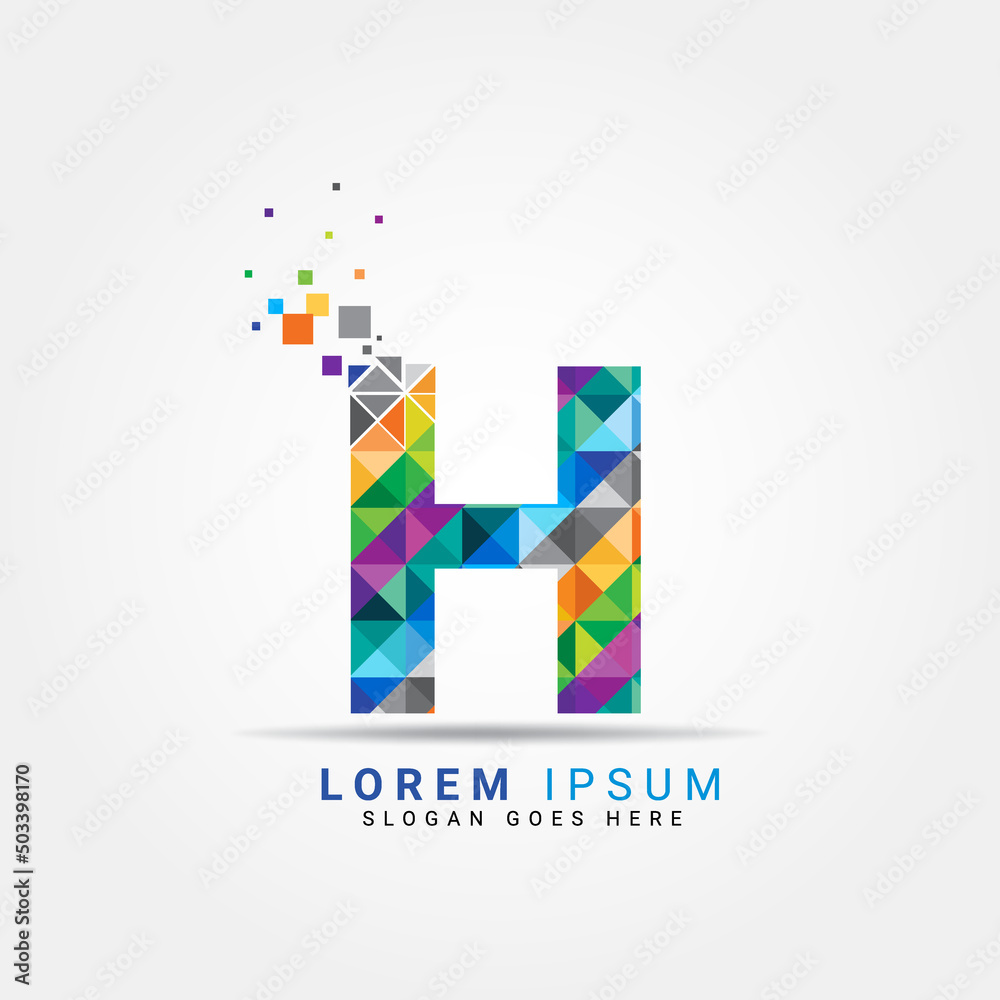 Letter H geometric logo design template with perfect combination of colors for business and company identity. Abstract initial H alphabet logo element