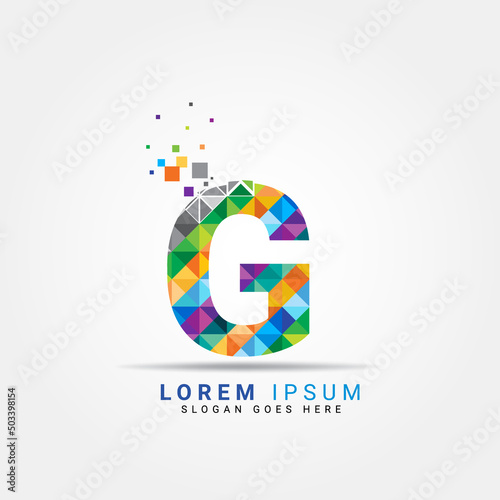 Letter G geometric logo design template with perfect combination of colors for business and company identity. Abstract initial G alphabet logo element