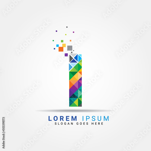 Letter I geometric logo design template with perfect combination of colors for business and company identity. Abstract initial I alphabet logo element