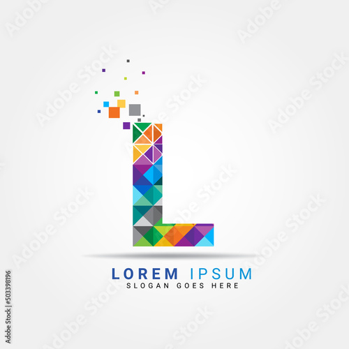 Letter L geometric logo design template with perfect combination of colors for business and company identity. Abstract initial L alphabet logo element
