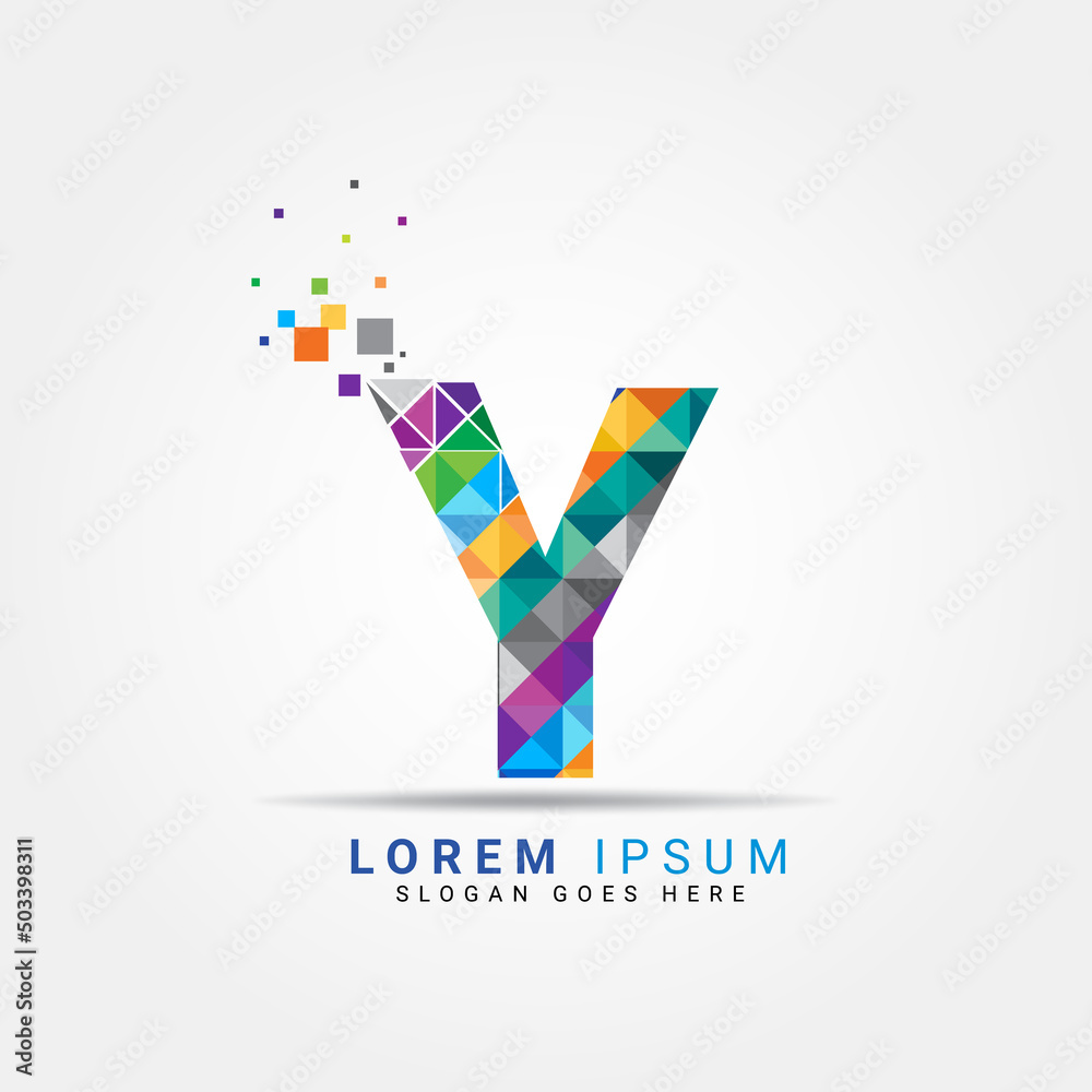 Obraz premium Letter Y geometric logo design template with perfect combination of colors for business and company identity. Abstract initial Y alphabet logo element