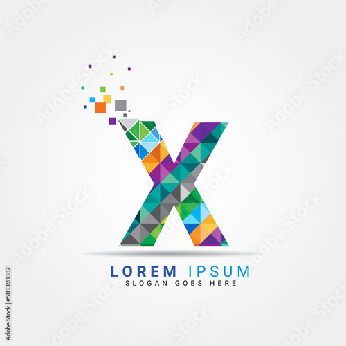 Letter X geometric logo design template with perfect combination of colors for business and company identity. Abstract initial X alphabet logo element
