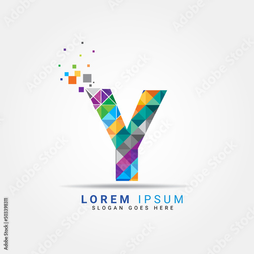 Letter Y geometric logo design template with perfect combination of colors for business and company identity. Abstract initial Y alphabet logo element