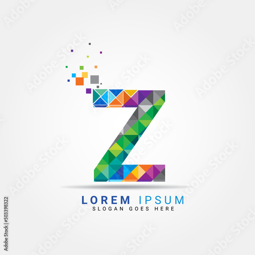 Letter Z geometric logo design template with perfect combination of colors for business and company identity. Abstract initial Z alphabet logo element
