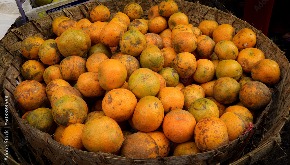 Traditional orange in basket