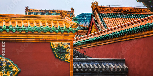 Roofs Dragons Walls Manchu Imperial Palace Shenyang Liaoning China