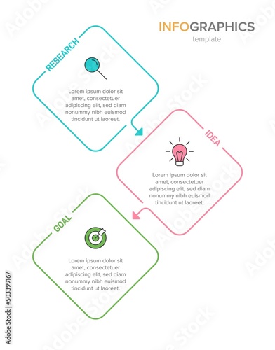 Vertical infographic design with icons and 3 options or steps. Thin line. Infographics business concept. Can be used for info graphics, flow charts, presentations, mobile web sites, printed materials.