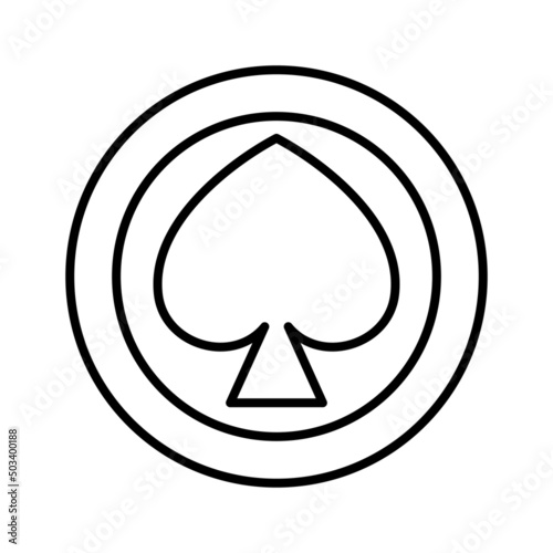 Icon Spades Casino Slot Machine line, editable stroke. Gambling symbol, object. Vector illustration