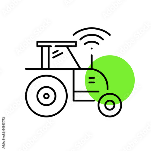 Smart farming remote control tractor. Pixel perfect, editable stroke icons