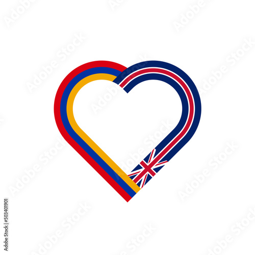 unity concept. heart ribbon icon of united kingdom and armenia flags. vector illustration isolated on white background