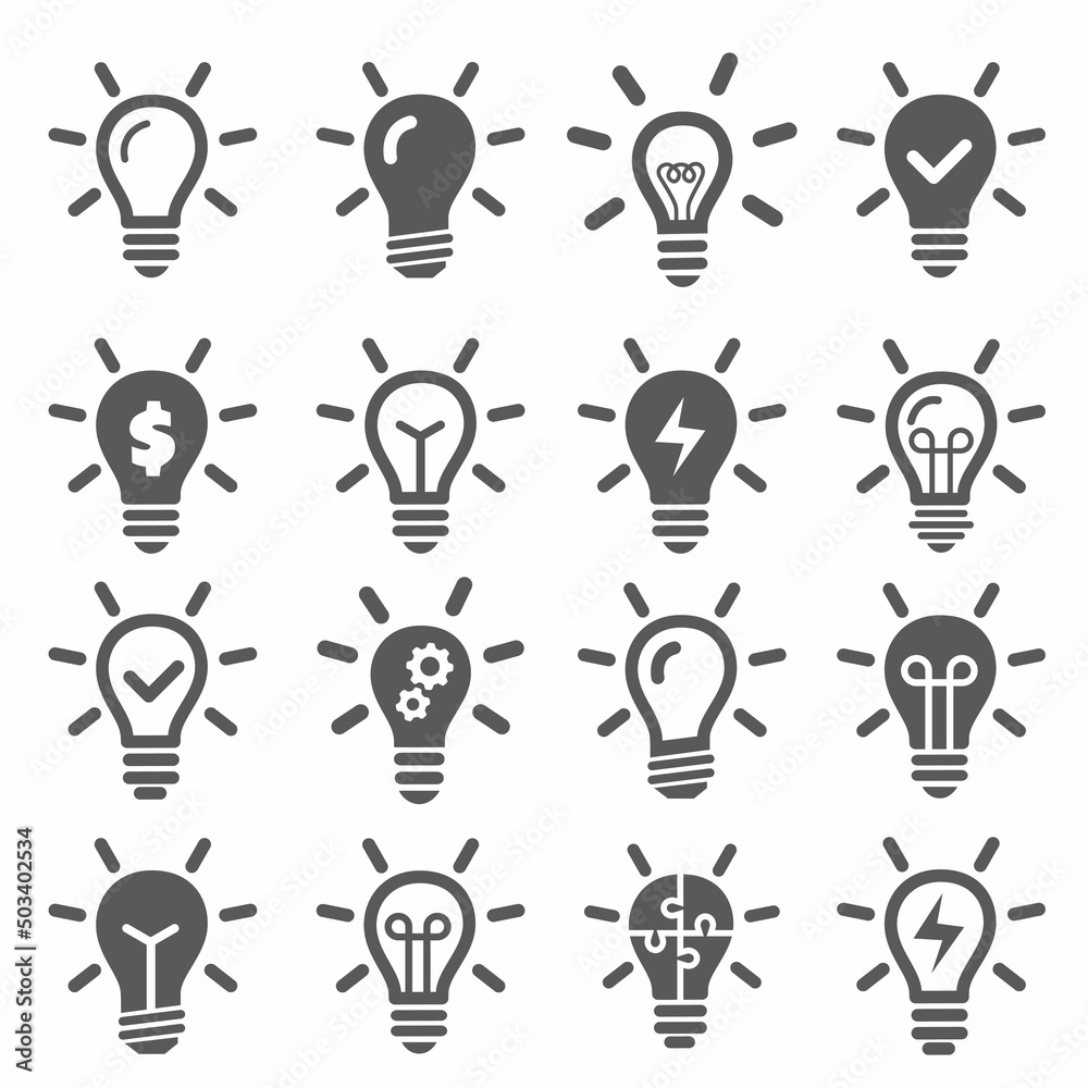 Light bulb icons on white background Light bulb icons on white background