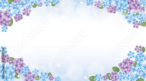 Hydrangea flower and leaves with sunlight background